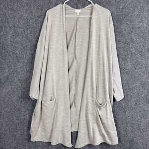 Donni Cardigan Sweater Womens Size L Gray Open Front Ribbed Lagenlook  Artsy